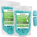XPRS Nutra Vegan Size 0 Separerade kapslar - 1000 greve Premium Empty Capsules Separerade i väskor - Pills 0 för DIY Supplement Filling (Aqua)