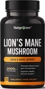 Natgrown Lions Mane Mushroom Supplement Capsules - Organic Lion's Mane Extract Nootropic Brain Supplement för män och kvinnor - främjar mental klarhet, fokus och minne - Vegan Pills