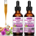 2 Pack Milk Thistle Liquid Drops - Liver Cleanse Detox & Repair - 1000mg Milk Thistle Supplement för Liver Support, Silymarin Liver Supplement för Liver Health, Vegan, Non-GMO, 4 Fl Oz