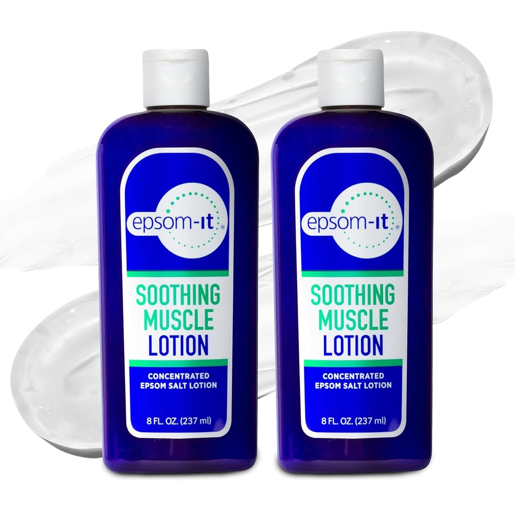 EPSOM-IT Soothing Muscle Lotion - Epsom Salt Magnesium Sulfate Cream Arnica för muskelstyvhet, Topical Magnesium Lotion, vilket ger komfort för ben, knä och fötter, 8,0 oz., 2-Pack