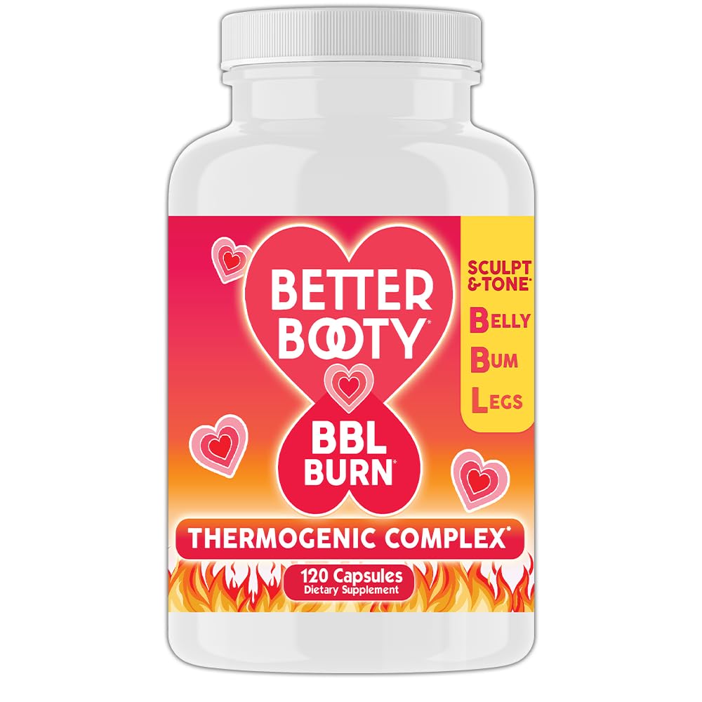 Bättre Booty BBL Burn Thermogenic Complex Capsules, Tone & Sculpt Belly, Bum + Legs w. Garcinia Cambogia, Guarana, Green Tea Ext, ALA, & Cayenne Pepper Supplement (120ct, 60 Servings)