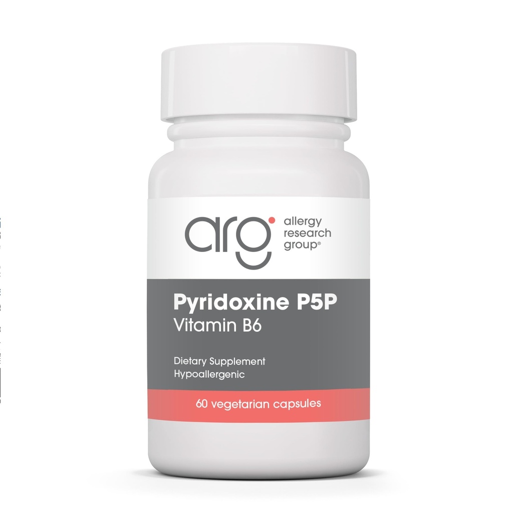 Allergy Research Group Pyridoxine P5P Supplement - Aktiv vitamin B6 275mg, Pyridoxal-5-fosfat, Metabolism Support, Hypoallergenic, Vegetariska kapslar - 60 greve