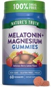 Naturens Sanning Melatonin med Magnesium Gummies | 60 greve | Berry Lemon Flavor | Vegan, icke-GMO & Gluten fri tillägg
