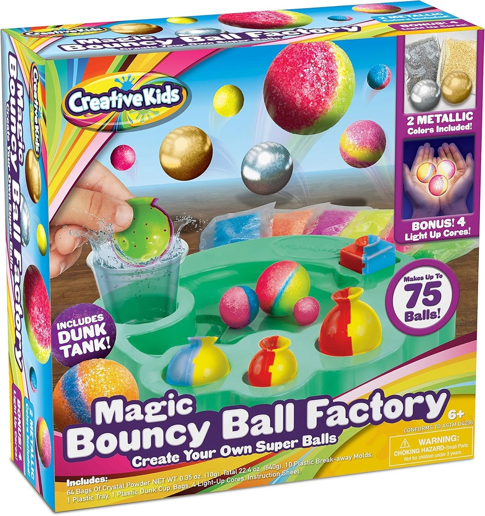 Magic Bouncy Ball Factory Set - Gör 75 fantastiska DIY Bouncy Balls, Light-Up Magic Balls! Science Kits för barn, perfekt för vetenskapsprojekt och vetenskapspartier!