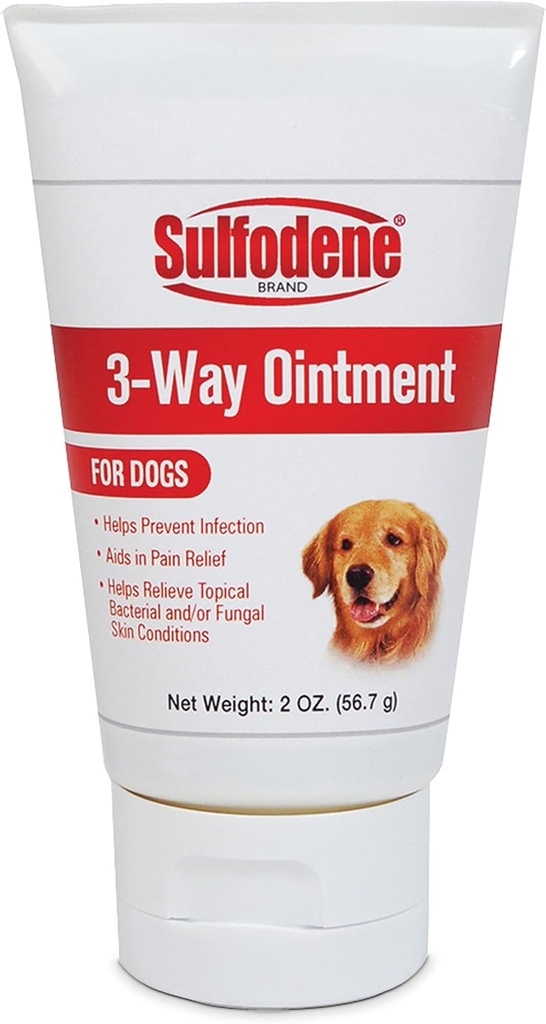 Sulfodene Dog Wound Care 3-Way Ointment, Relieves Pain & Prevents Infection For Dog Cuts, Scrapes, Bites and Injuries, 2 Ounce