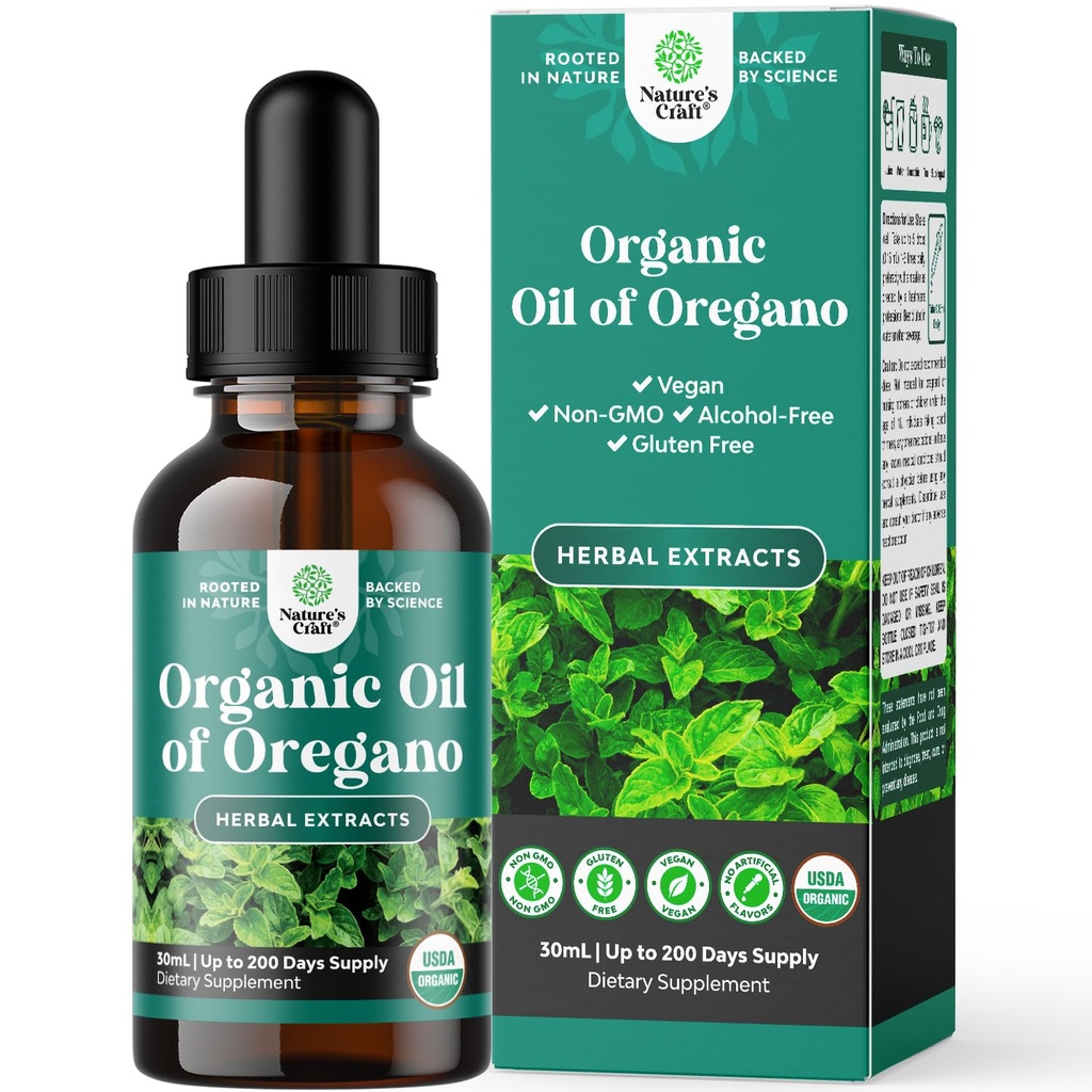 Organic Oregano Oil Drops - Super Concentrated Liquid Oil of Oregano med Carvacrol 60% för Digestion & Immune Support - Liquid Herbal Extract Tincture för Immune Strength & Healthy Intestines - 30 ml
