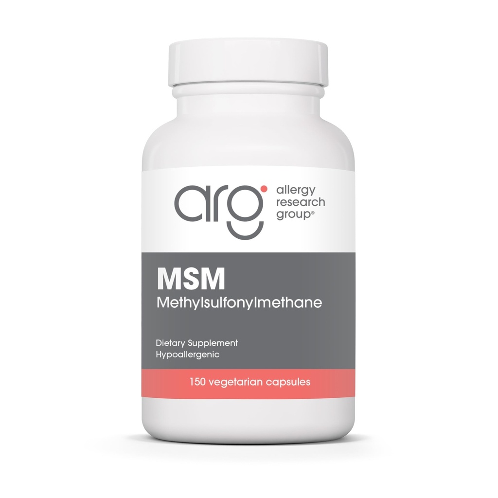 Allergy Research Group MSM Supplement - MSM Powder Capsules for Hair Growth, Methylsulfonylmethane for Healthy Hair, Skin & Nails, 500 mg Per Serving - 150 vegetariska kapslar