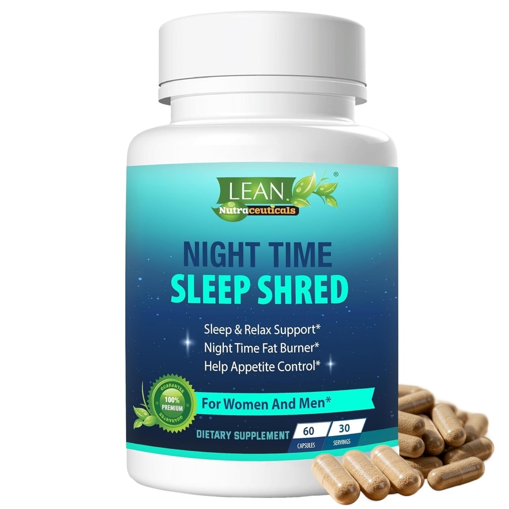 Viktminskning Pill Night Time Sleep Shred Fast Fat Burner, Appetite Suppressant Aid Carb Blocker Metabolism Booster Support Supplement för kvinnor män med Melatonin White Kidney Bean Ashwagandha 60 Caps