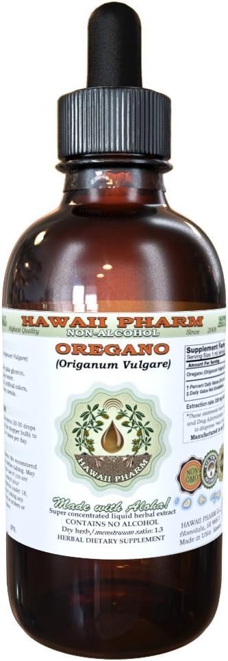 Oregano Alcohol-Free Liquid Extract, Organic Oregano (Origanum vulgare) Torkade Leaf Glycerite Natural Herbal Supplement, Hawaii Pharm, USA 4 fl.oz