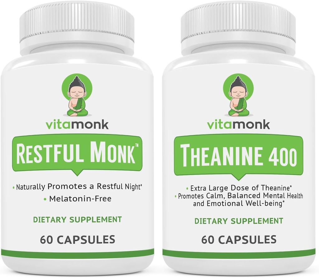 VitaMonk Sleep Blend och L-Theanine: Melatonin Free Sleep Aid & Relaxation Bundle