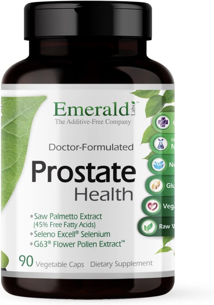EMERALD LABS Prostate Health - Prostate Support Supplement med Saw Palmetto, Lycopene, Stinging Nettle & More * - Vegan & Gluten-Free - 90 Vegetabiliska kapslar (30-dagars leverans)