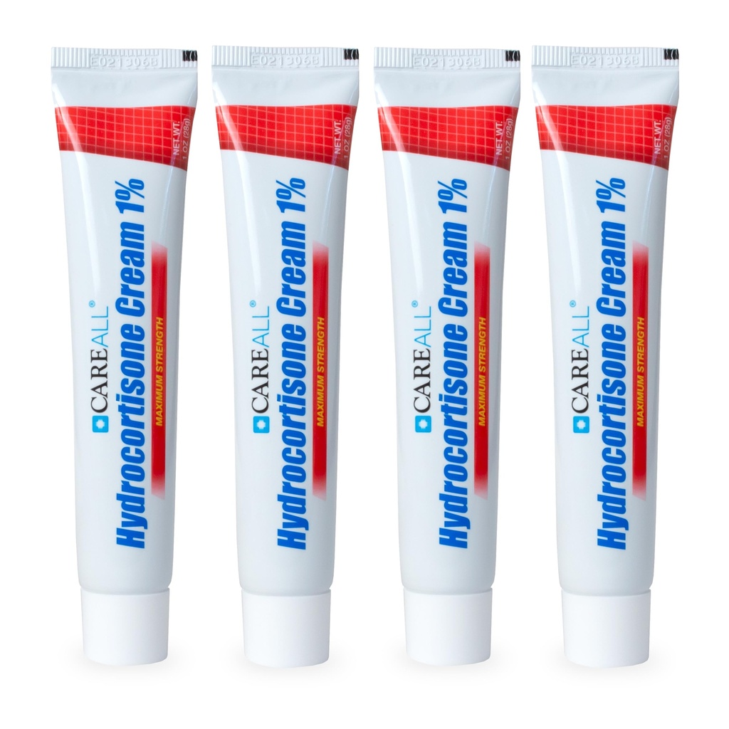 CareAll Hydrocortisone 1%, 1oz Tube (Pack of 4), Maximum Strength Anti-Itch Cream, Relief från Itching och Redness från Bug Bites, Eczema, Psoriasis, Poison Ivy, Oak och Sumac