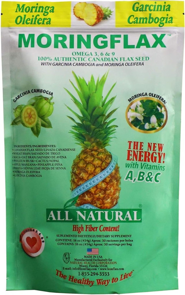 Bag Formel 100 Natural Canadian Flax Seed med Garcinia Cambogia och Moringa Oleifera Bag, Tan, 16 Ounce