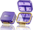 Acedada Small Pill Box, Travel Pill Organizer, Compact 7-Compartment Moistureproof Pill Case for Purse, Chic Daily Pill Container, Portable Medicine & Vitamin Holder för fiskolja och tillskott, lila