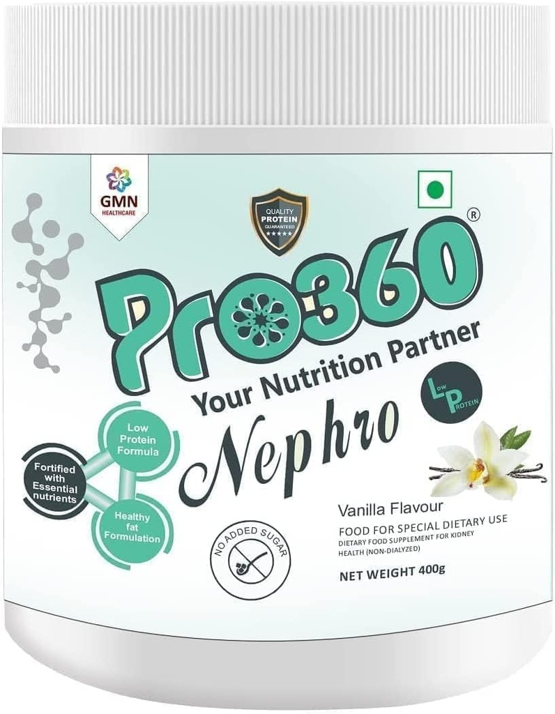 Generisk Pub Nephro LP - Non-Dialysis Care Nutritional Protein Drink (Vanilla Flavour) No Added Sugar, Special Dietary Supplement för njur/Renal Health, 400 Gm