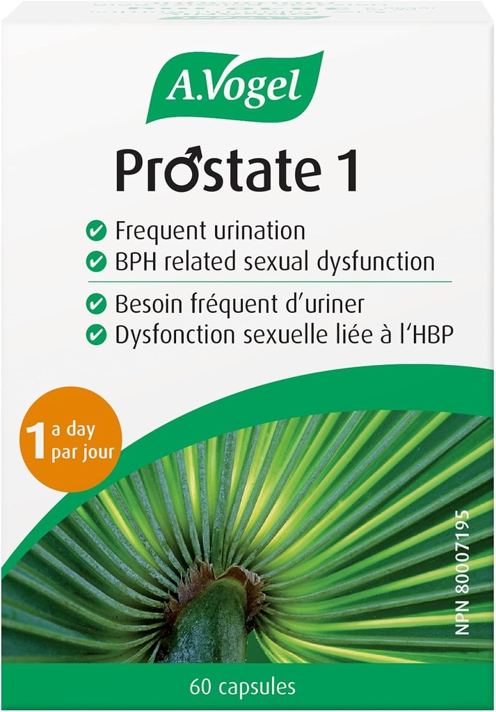 A. Vogel Prostate 1 - Organic Saw Palmetto Prostate Support Supplement - 85 procent fettsyror - kliniskt bevisad effekt (60 kapslar)
