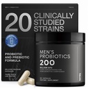 Toniiq Mens Probiotic med 20 Verified Strains - 200 Bilion CFU + 200mg FOS Prebiotic - Mens Probiotics for Gut Health - Cold-Chain & Delayed-Release - Lab-Tested Synbiotic Formel