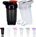 Shaker Bottle Protein Shakes Cup och 10-Ounce/300ML ShakerBottle med Whisk Balls, Protein ShakerBottles Set,Non-BPA plast (Black+Grey(2PCS))