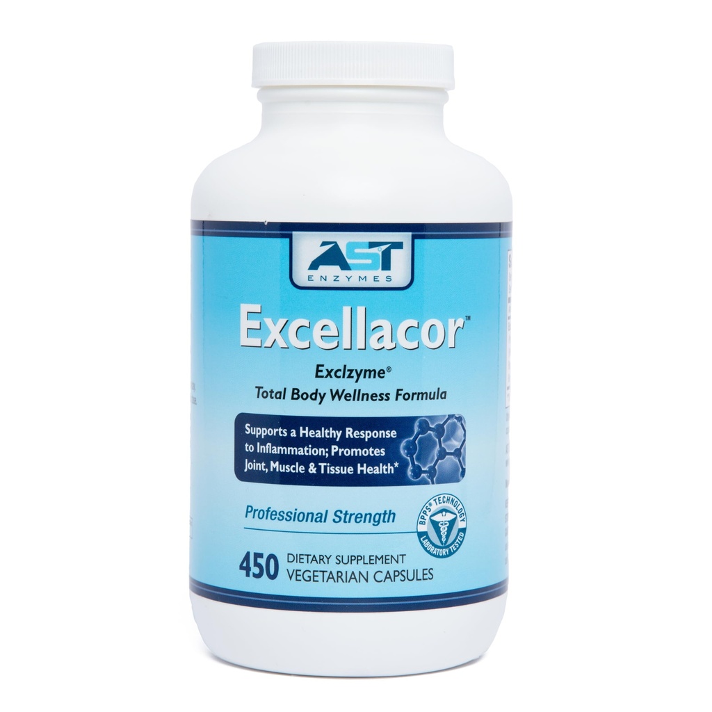 AST Enzymes Excellacor-450 Vegetarian Capsules-Premium Natural Systemic Enzyme Formel-Total Body Support - Innehåller Acid-Resistant Serrapeptase - Stöder hälsosam inflammation och gemensamma
