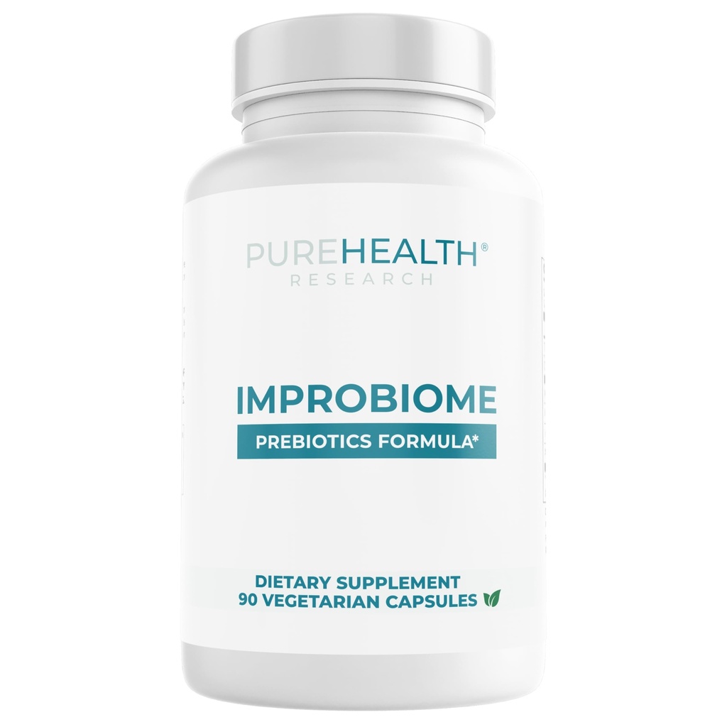 PUREHEALTH RESEARCH Improbiome Prebiotic Fiber Supplement - Naturligt stöd för friska Gut Prebiotics - Digestive Nutritional Supplements - Apple Pectin Capsules - 90ct