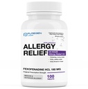 Puregen Labs Allergy Relief, Fexofenadine 180mg, 100 tabletter - 24 Hour Non-Drowsy Antihistamine Allergy Medicine för Runny Nose, Sneezing, Itchy, Watery Eyes - Tillverkad i USA