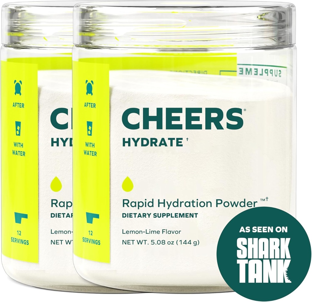 Cheers Hydrate | Oral Rehydration Solution | Elektrolyter för snabbhydrering | Lemon Lime smak | 24 portioner | Electrolyte Supplement med natrium, kalium, glukos
