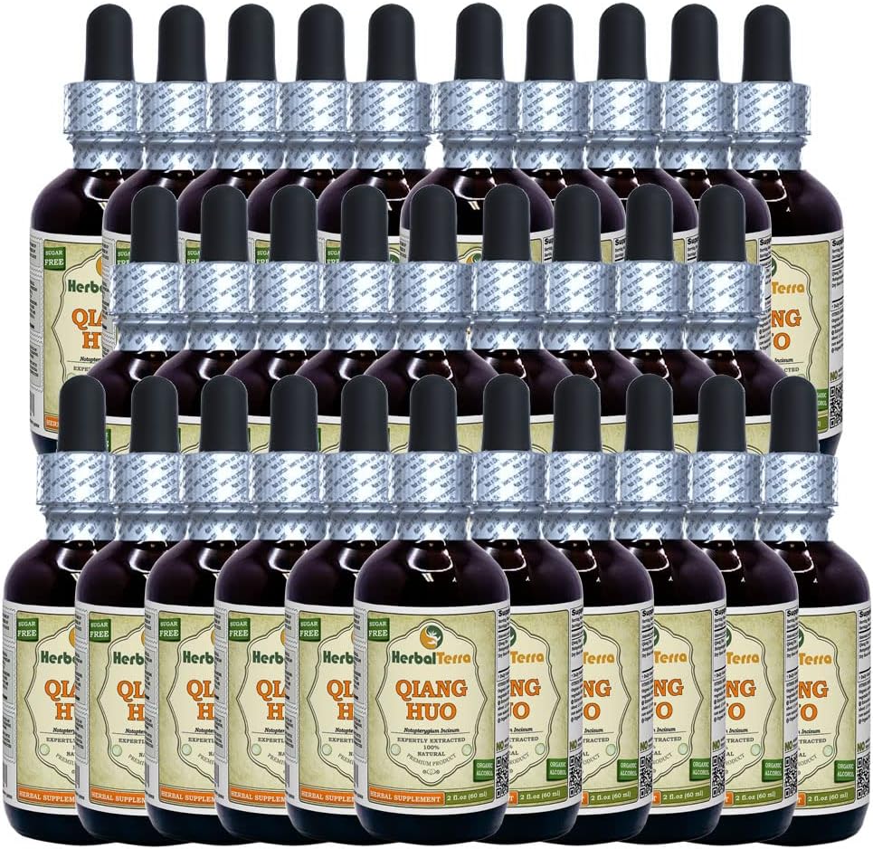 Qiang Huo, Notopterygium (Notopterygium Incisum) Tinktur, Dried Root Liquid Extract (Brand Name: HerbalTerra, Proudly Made in USA) 30x2 fl.oz (30x60 ml)