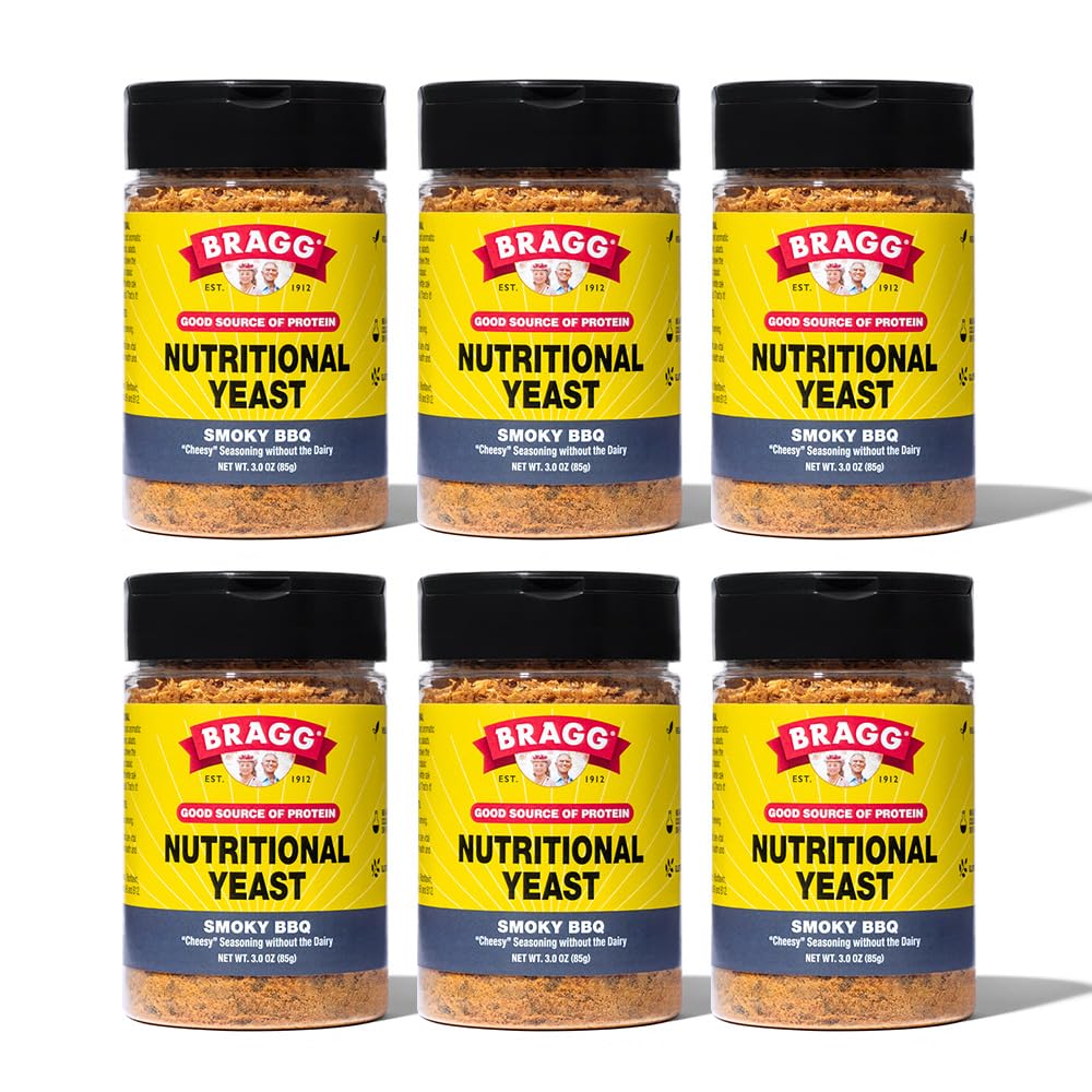 Bragg Nutritional Yeast Smoky BBQ Seasoning - (6 Pack) 3 oz - Dairy-Free Parmesan Cheese Substitute - Perfekt för sallader, Pastas, Popcorn och mer