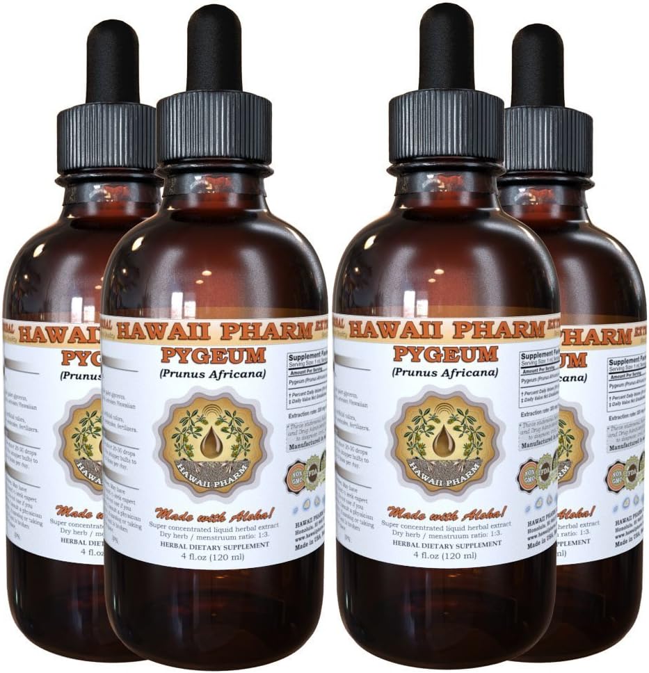 Hawaii Pharm „ygeum Liquid Extract, „ygeum (“ygeum Africanum) Tincture, Herbal Supplement, Made in USA, 4x4 fl.oz