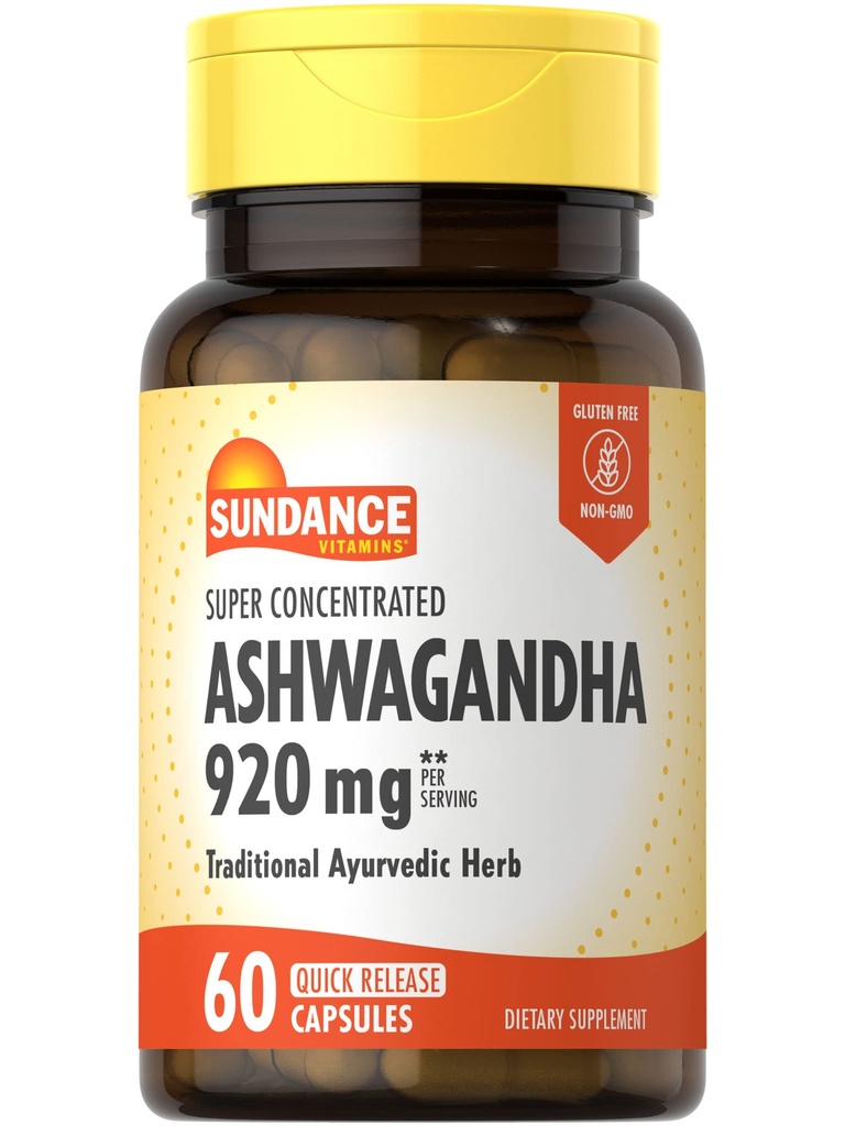 Sundance Ashwagandha 920mg | 60 kapslar | Superkoncentrerad | Traditionell ayurvedisk ört | Non-GMO, Gluten fri tillägg