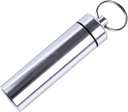 Silver Small Portable Pill Box Keychain, Aluminium Alloy Mini Pill Organizer Case Container for Purse,Waterproof Metal Pill Holder Medicine Bottle för Outdoor Camping Travel Personal Pill Organizers