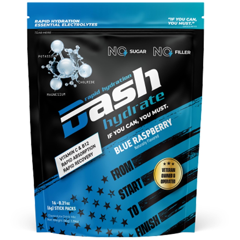 Rapid Hydration Electrolyte Drink Mix Packets | Snabb Absorption & Återhämtning med No Sugar | Aktivera energi - Detoxify - Support | 16 ct (Blue Raspberry)
