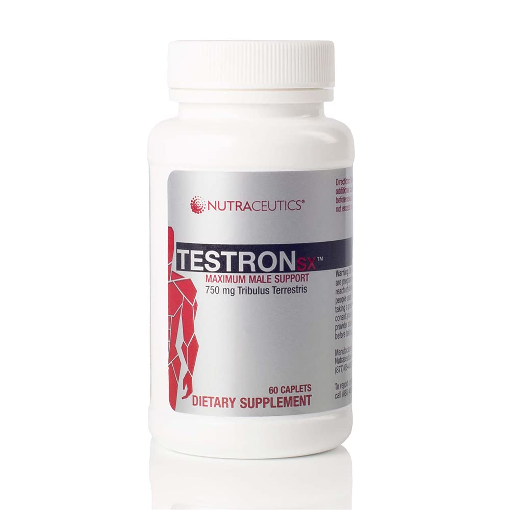 TestronSX - Testosteronstöd med 750mg Tribulus Terrestris - ökar manlig vitalitet, Stamina & Performance - 60 Caplets