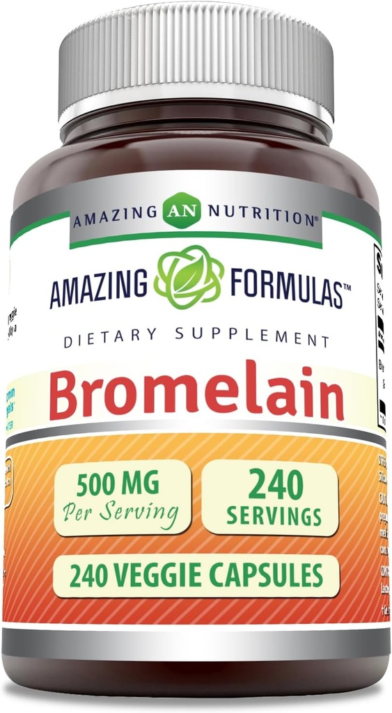 Fantastiska formler Bromelain 500mg 2400 GDU, Veggie Capsules | Icke-GMO | Gluten Free | Made in USA | Perfekt för vegetarianer (240 greve)