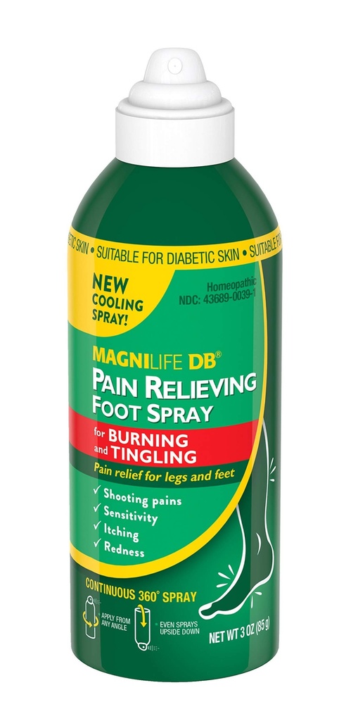 MagniLife DB Smärta lindra fotspray, naturligt kyla smärtlindring till lugna brinnande och stickling, lämplig för diabetes hud - 3oz