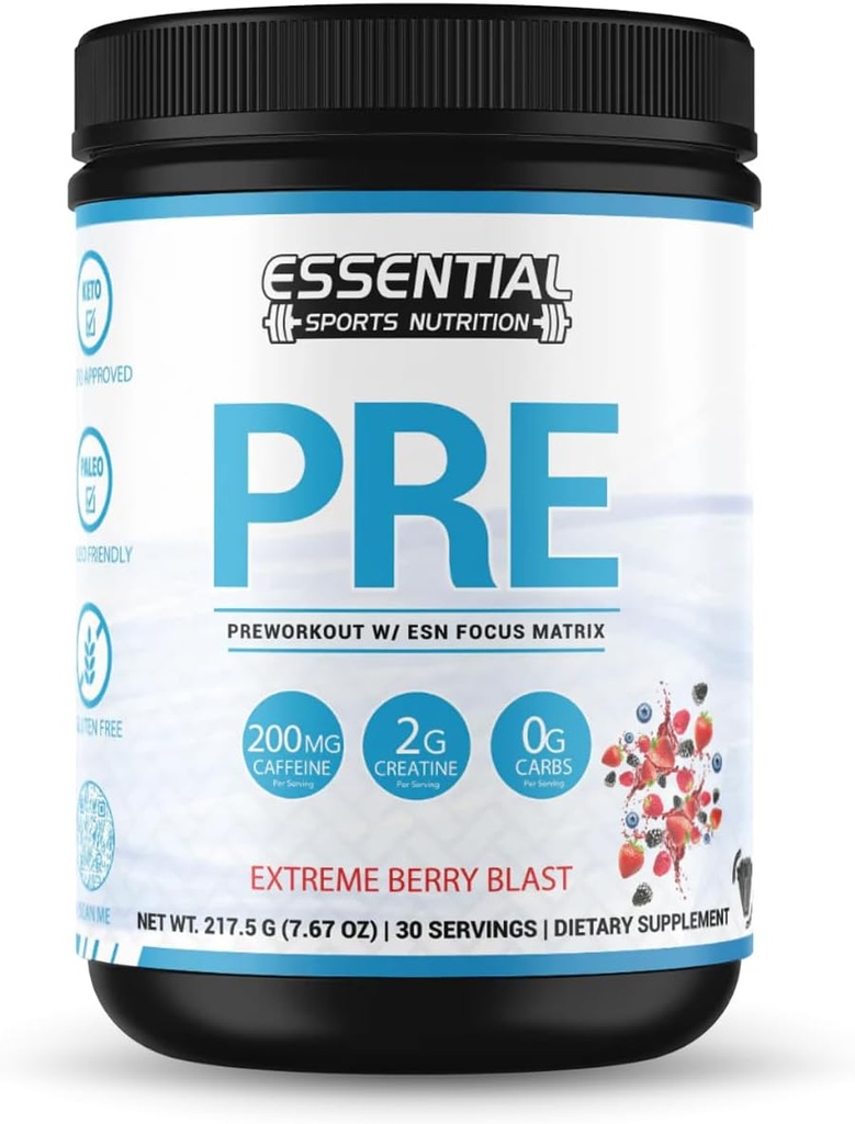 PRE | Pre-Workout med kreatin, fokusformel och 200mg koffein (n / a, Extreme Berry Blast)
