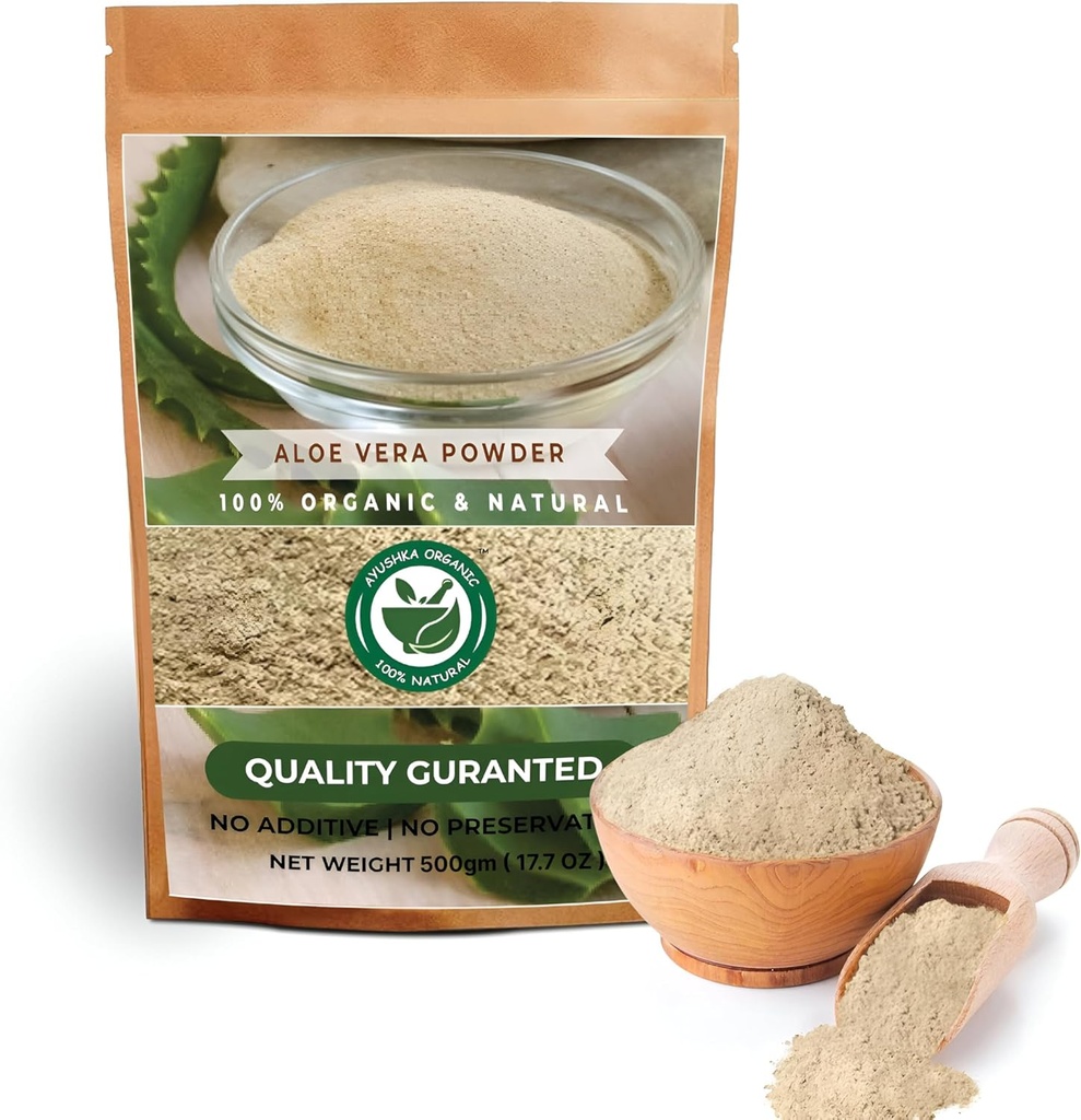 Aloe Vera Powder | Aloe barbadensis | Hårvård, hudvård och naturläkemedel (17,7 OZ | 500 gm)