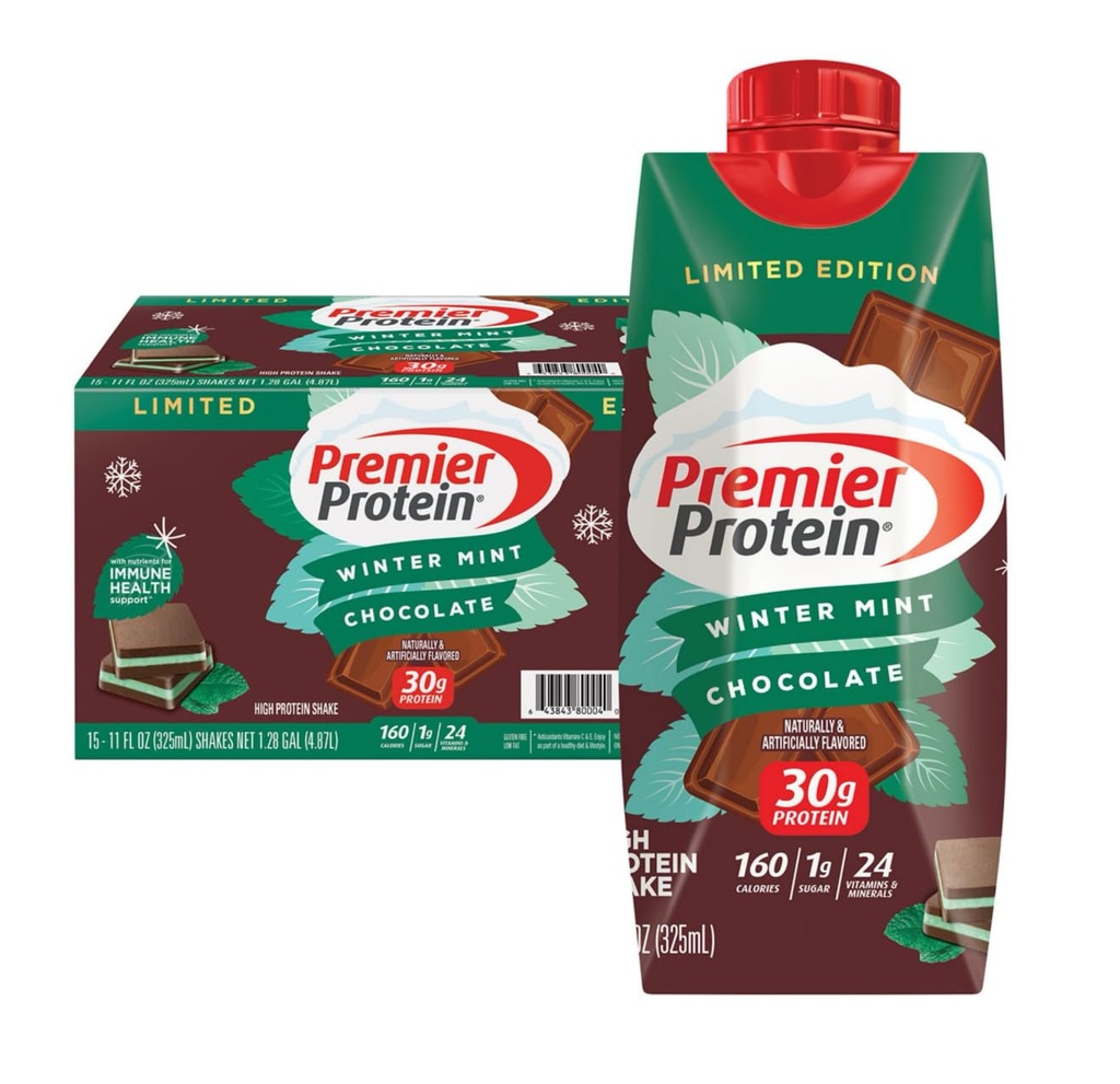 Premier Protein Winter Mint Chocolate Protein Shake 11 Fl Oz (Pack av 1)