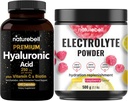 NatureBell Hyaluronic Acid Capsules med Biotin + Vitamin C & Electrolyte Hydration Powder Bundle Pack | Komplett skönhetsvård Komplex | Real Coconut Water Electrolytes