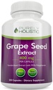 Rent Holistic Grape Seed Extract 20.000mg - 250 Vegan kapslar - 8 + Månadsförsörjning - Standardiserad till 95% polyfenoler - 400 mg per kapsel - Maximal styrka Grapeseed - Non-GMO & Pesticide Free