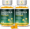 2 Pack sockerfri Rhodiola Rosea Gummies 1000mg, Rhodiola Rosea Supplement för kvinnor och män, stöd uthållighet, humör och energi, icke-GMO, Vegan, 120 greve