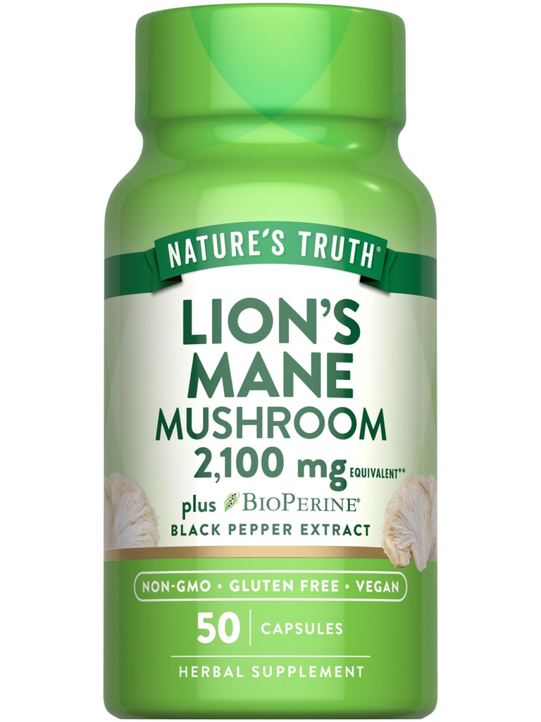 Naturens Sanning Lions Mane Supplement Capsules | 2100mg | 50 greve | med BioPerine | Vegan, Non GMO & Gluten Free Extract Formel