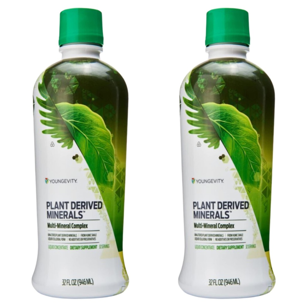 Youngevity Plant Derived Liquid Minerals - 77 + Natural Unaltered Trace Minerals - 19.000mg Plant Mineral Solids - Colloidal Form Humic Shale - (32 oz Pack på 2)