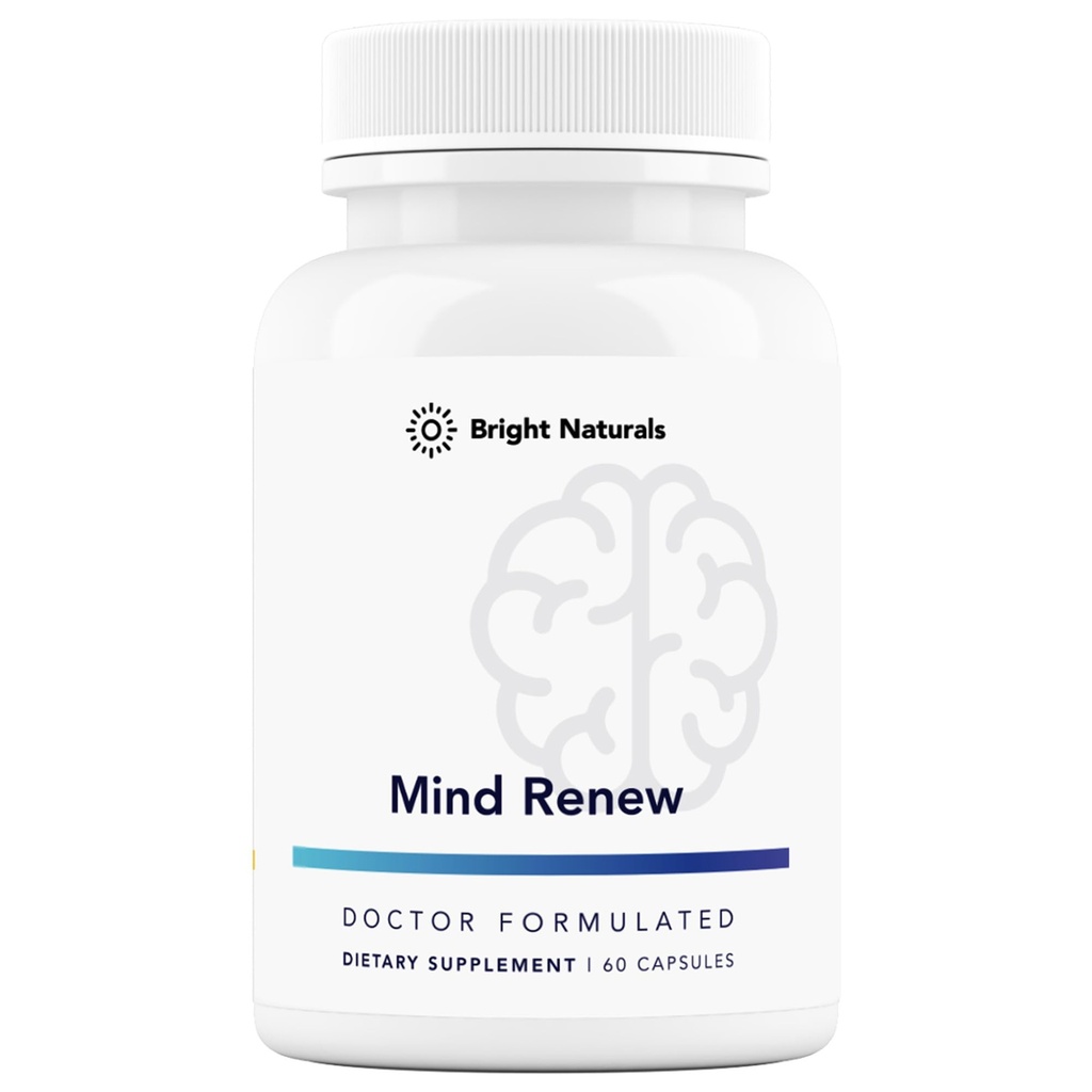 Mind Renew - Tillverkad i USA - Brain Supplement för minne och fokus - Stöd Vitalitet och energi, 60 kapslar
