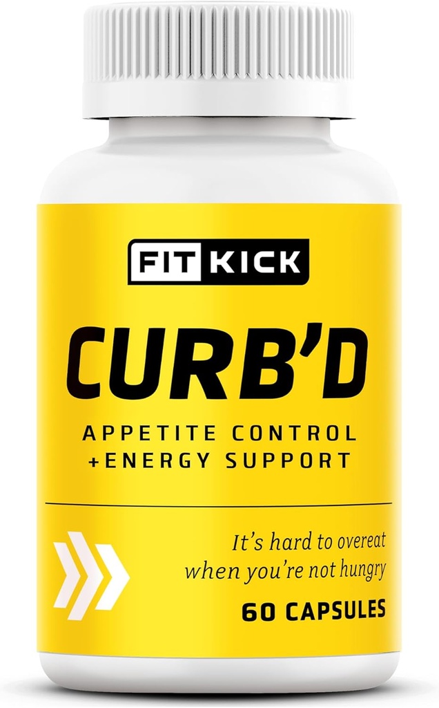 FITKICK Curb'D Capsules - Non-Prescription Appetite & Craving Support, Energy & Focus Formel med naturliga extrakt - Raspberry Ketones, Green Coffee Bean & Citrus Aurantium - 60 Vegan Capsules