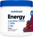 Nutricost Energy Drink Powder (Grape) (60 portioner) - Pre Workout Supplement med naturliga smaker - Non-GMO, Gluten-Free