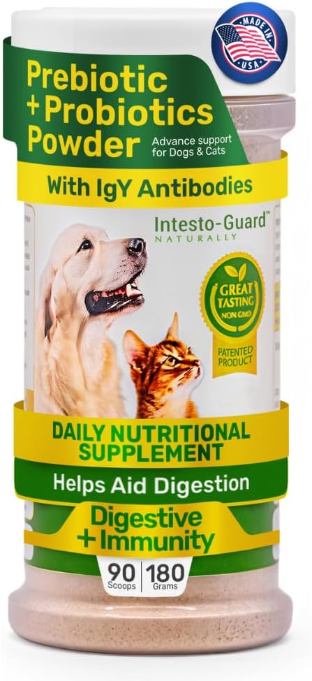 Pulverprobiotika för hundar och katter tarm Digestive Immune Support Stöder Gut Flora Nutrition Immunity (90 Scoop Pack 1)