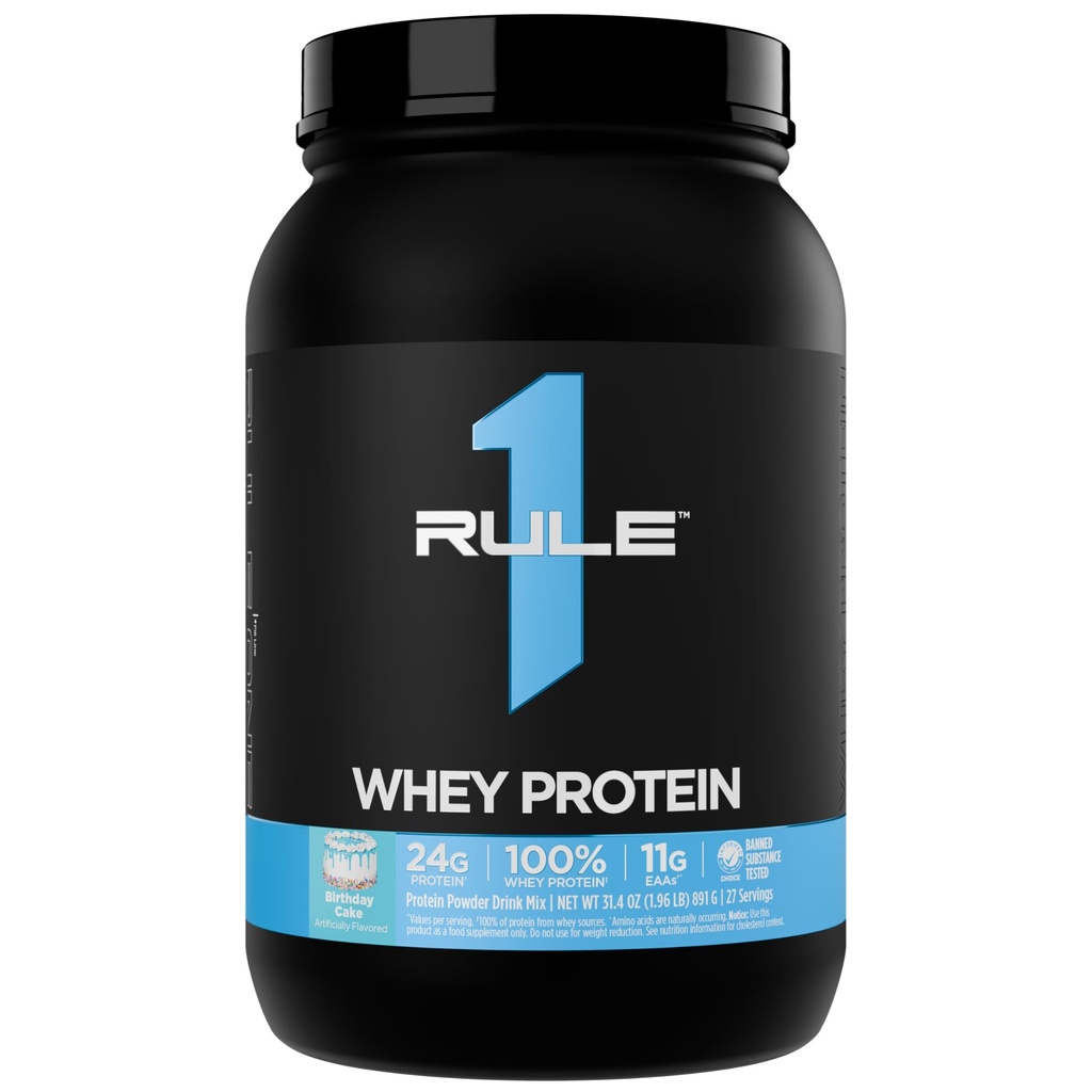 Regel 1 Whey Protein - 24g Fast-Acting Protein från All-Whey Källor med Naturligt Occurring EAAs & BCAAs för Workout Recovery eller Anytime Use (2 pounds *, födelsedagstårta)