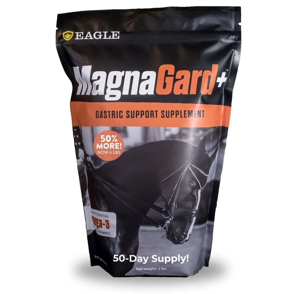Plus Gastric Support Supplement for Horses with Omega 3s | Relieves Ulcers, Calming Supplement, Magnesium & Other Vital Minerals | Powder, 6 Pound Bag, 45-Day Supply | av Eagle Equine