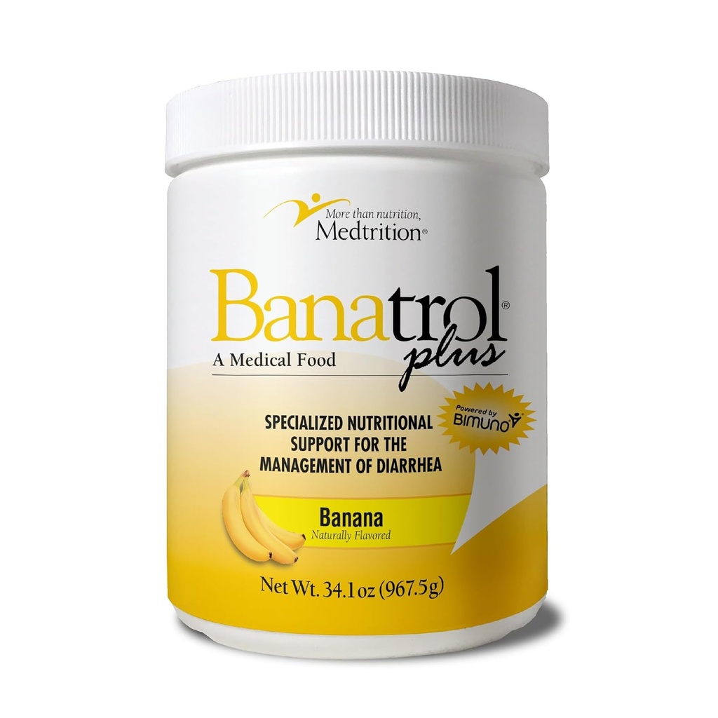 Banatrol® Natural Anti-Diarrheal med prebiotika, lättnad från kronisk diarré, IBS, återkommande diarré, kliniskt stödd medicinsk mat, icke-konstiperande, 90 portioner (Banana)